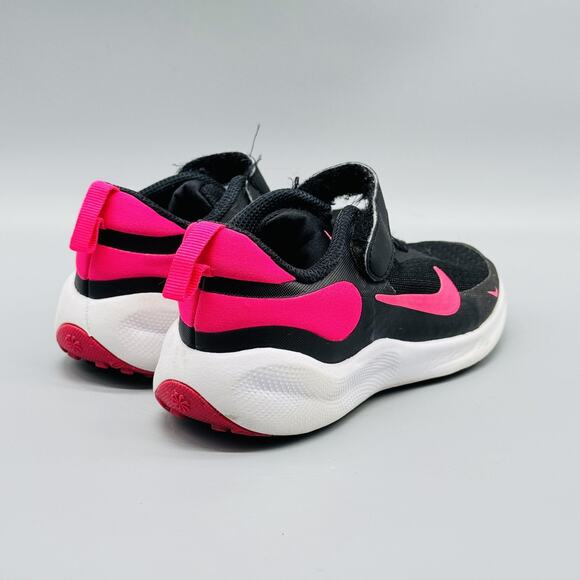 Nike Shoes Kids Girls 11 C Black Pink White Easy On Athletic Running Sneakers - Picture 9 of 12